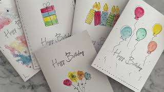 5 Simple watercolor birthday card ideas #cardmaking #watercolor #easy