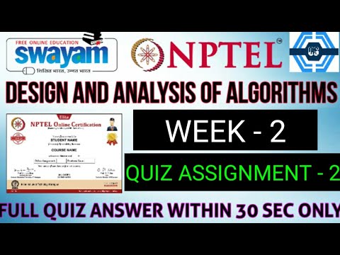 Design and analysis of algorithms - NPTEL || WEEK 2 QUIZ ASSIGNMENT SOLUTION ||