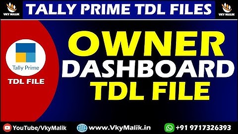 Owner Dashboard TDL File in Tally Prime | Tally Prime Free TDL File | TDL File for Tally Prime