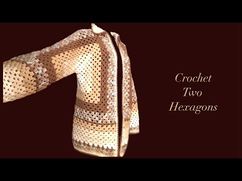 Crochet 2 Hexagons “Boho Origami Granny” Jacket /Cardigan with regular sleeves