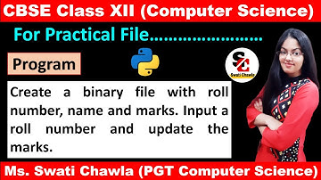 Create a binary file with roll number, name and marks. Input a roll number and update the marks