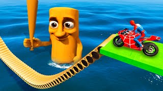 SPIDER-MAN against TUNG TUNG TUNG SAHUR on Motorcycle in RAINBOW SPIDERS BRIDGE | GTA MULTIVERSE