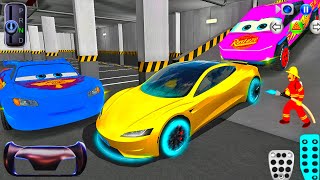 New Golden Tesla Electric car Stuck in Parking Building - 3D Driving Class 2026 - Android Gameplay screenshot 3