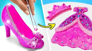 Atuendo Brillante Rosa con Arcilla y Cristales || ¡DIVERTIDO DIY para Ariel, Bella y Elsa!‍♀