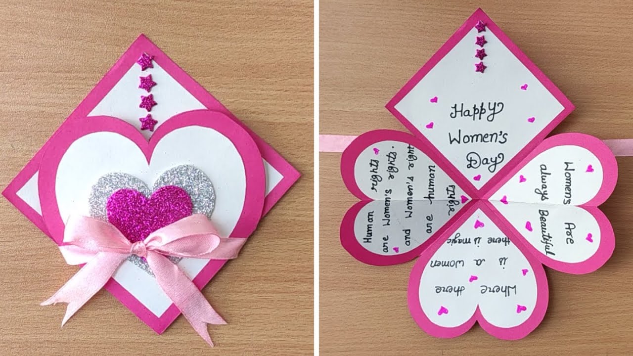 DIY - Easy and beautiful card for Women's day / Women's day card ...