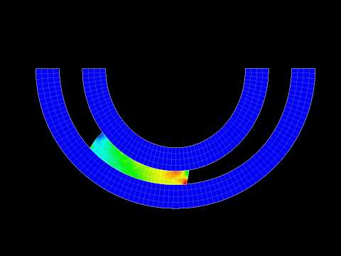 Unilateral Frictionless Contact, Explicit-Implicit Algorithm (NTS)
