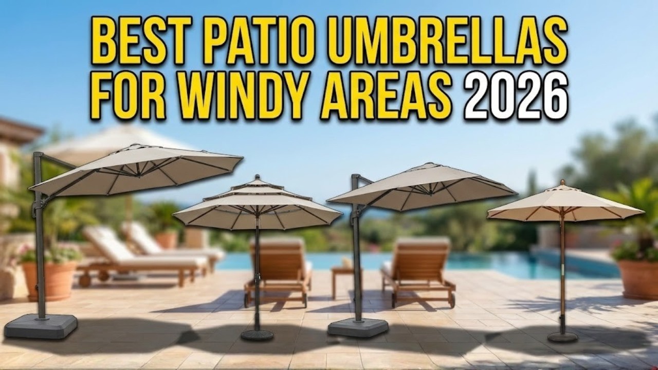 best patio umbrella for windy areas Choice Products 7.5ft Heavy-Duty Outdoor Market w/ Push Button Tilt, Easy Crank manufactured and designed to exacting standards with durability Market Umbrella Best Patio Umbrella