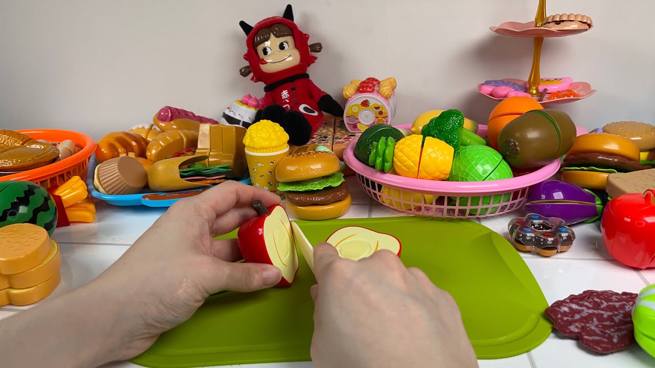 1.5 hours 99% Sleep Fast Tapping Satisfying Cutting asmr fruits🍏, dessert🍕, see food🐟