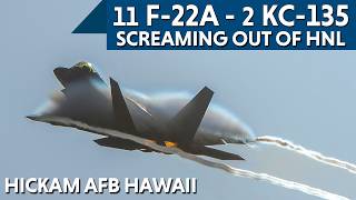 Download Lagu 11 F-22 SCREAMING OUT OF HAWAII HNL/HIK with a PAIR OF KC-135 MP3