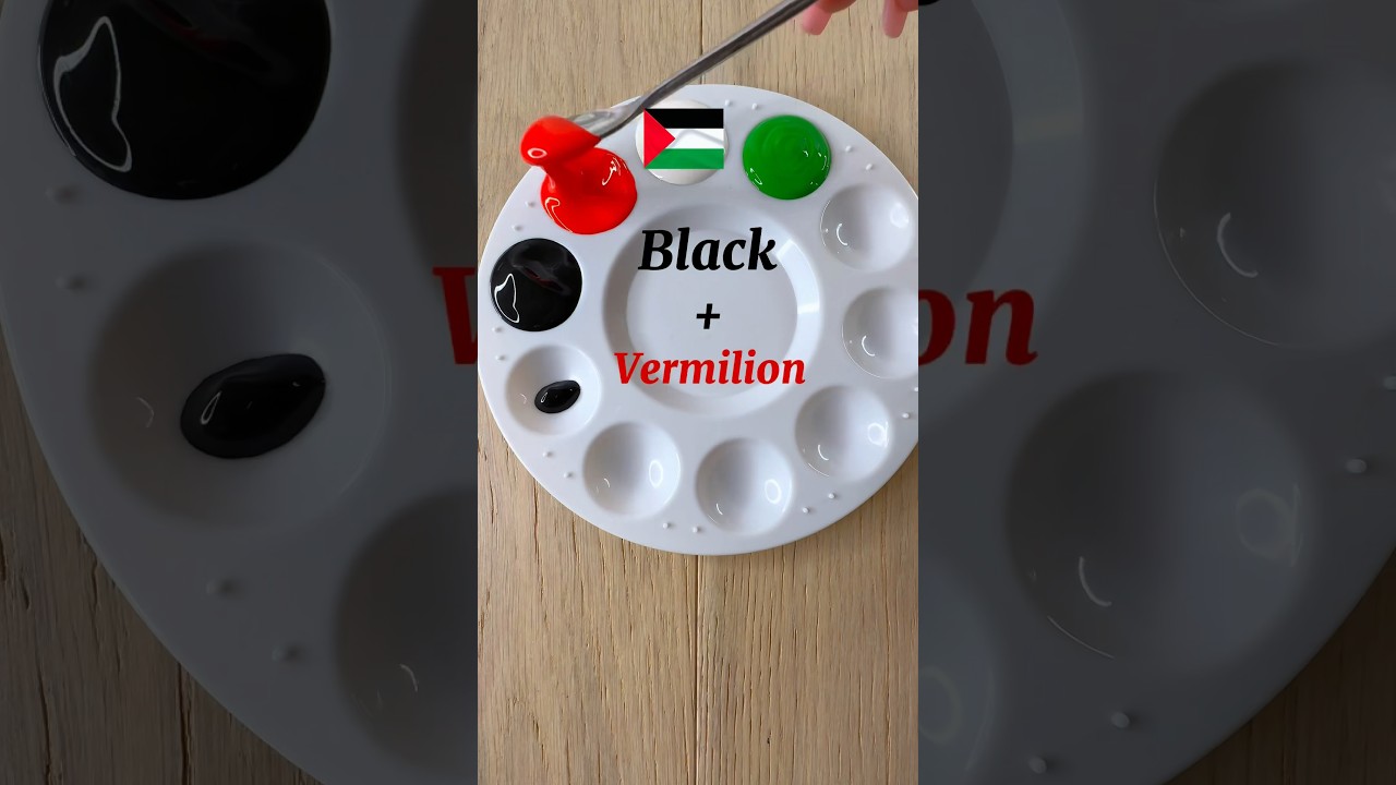 Color Mixing Recipes Just From Green, Black & Vermilion / Palestine Flag Colors 