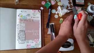 Process of Creating an Art Journal Cover Page for 100 Day Project in my Traveler's Notebook