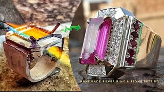 MAKING A PINK ZIRCON STONE RING | PINK DIAMOND GEMSTONE | HANDMADE RING MAKING
