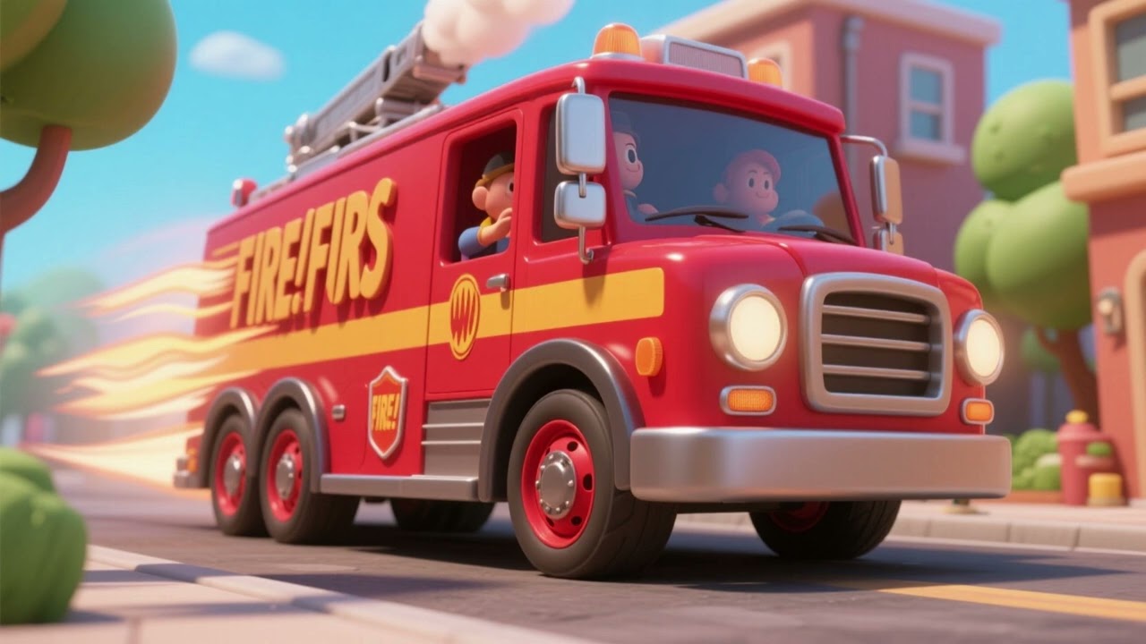 🚒🚌 Wheels on the Fire Bus Go Whoosh 🔥🎵 | Nursery Rhymes & Kids Songs