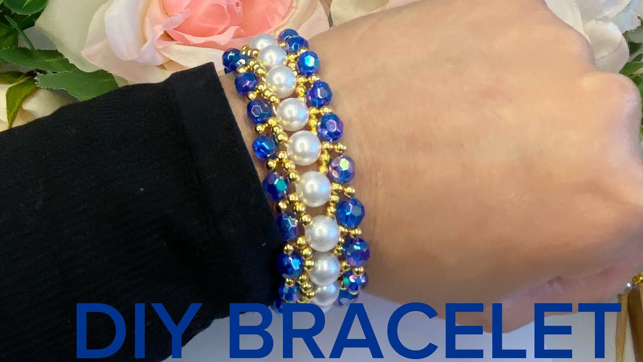 Bracelet Making Ideas With Beads | Diy Beaded Bracelet Tutorial | Pearls and Crystal Bracelet 
