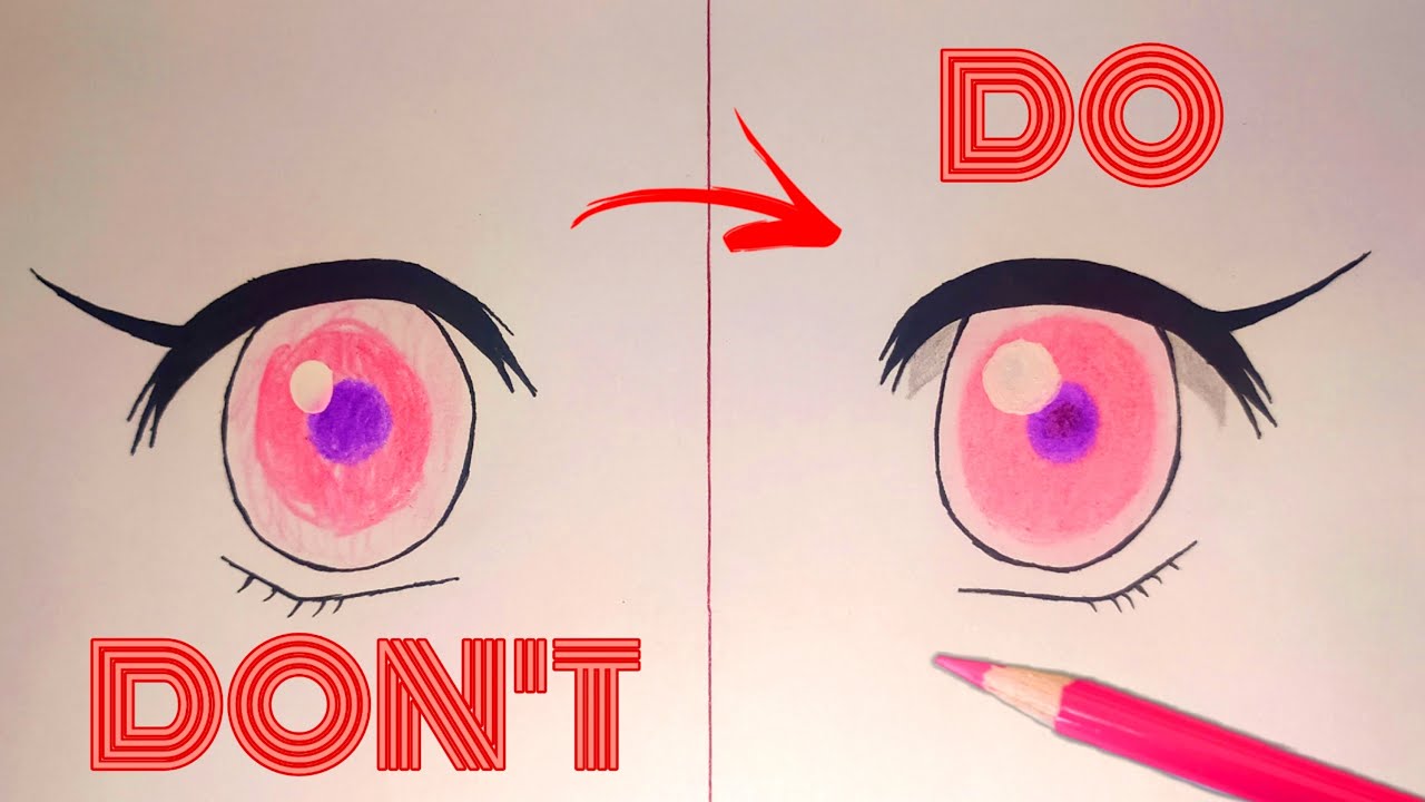 How To Color Anime Eyes With Color Pencils [ Nezuko Kamado]