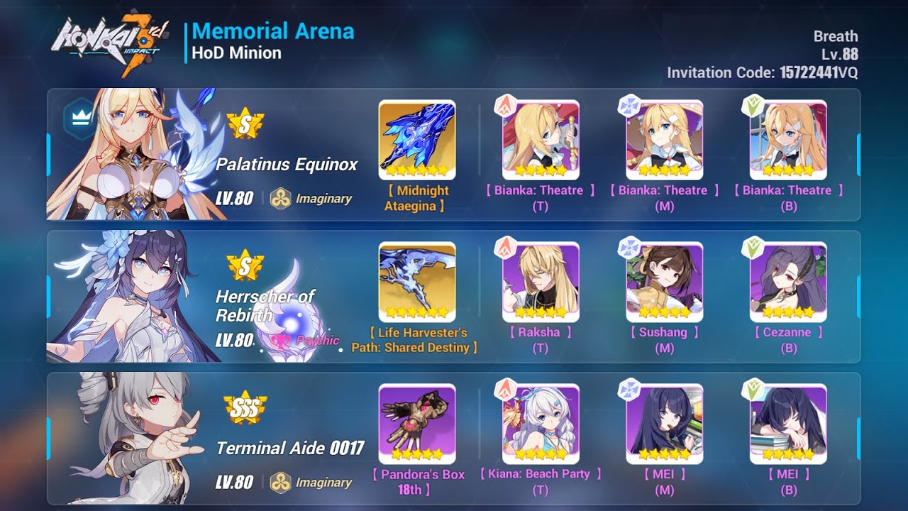 [HI3 SEA] - EX MA - SSS HoD 39933(Up 47920) - PE(S1 - S0) HRB (S0 - 1/4 ...