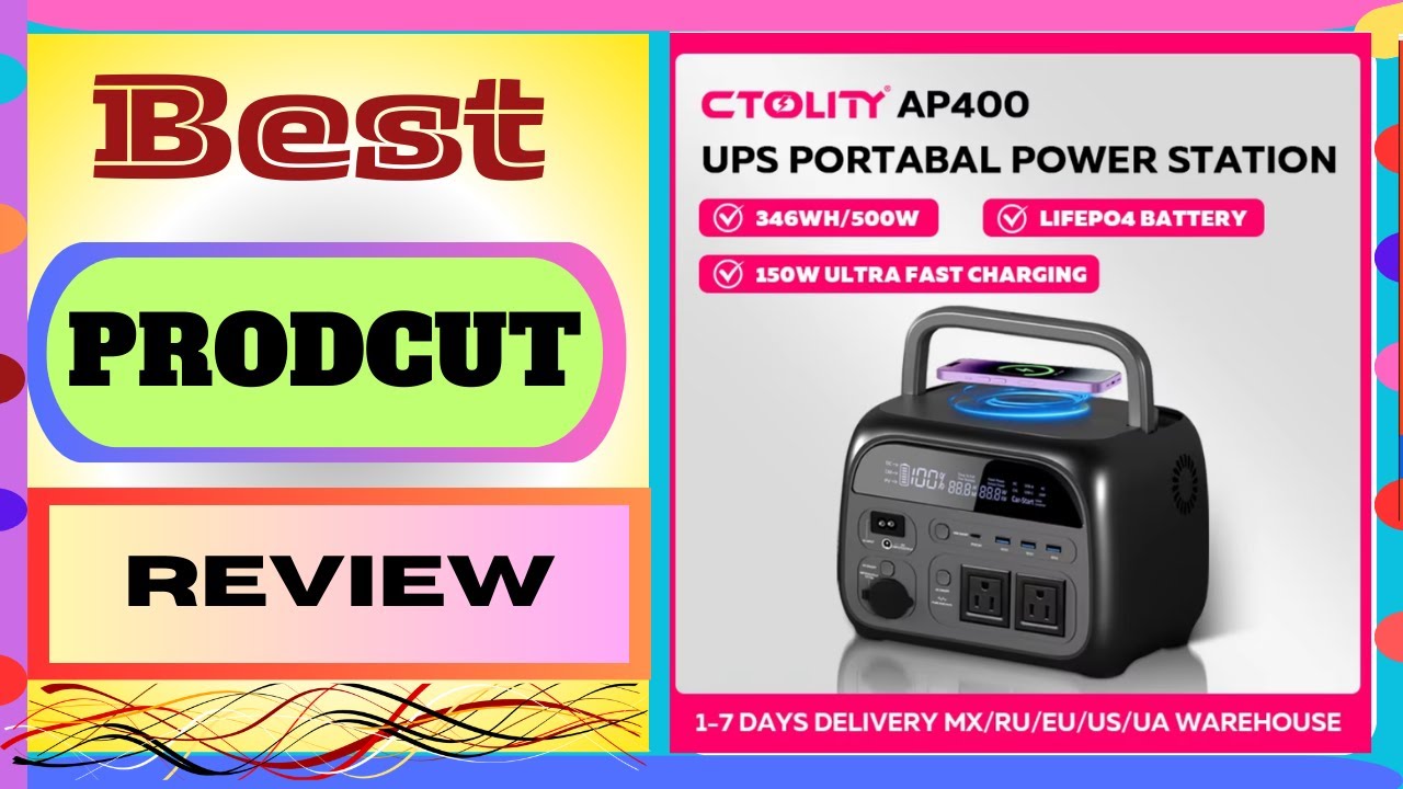 CTOLITY AP400 Solar Generator Portable Power Station UPS 346Wh 500W LiFePO4 Battery 3000+