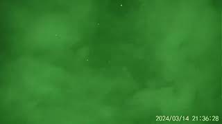 Aircraft in the clouds & flock of birds (NVG10 Night Vision)