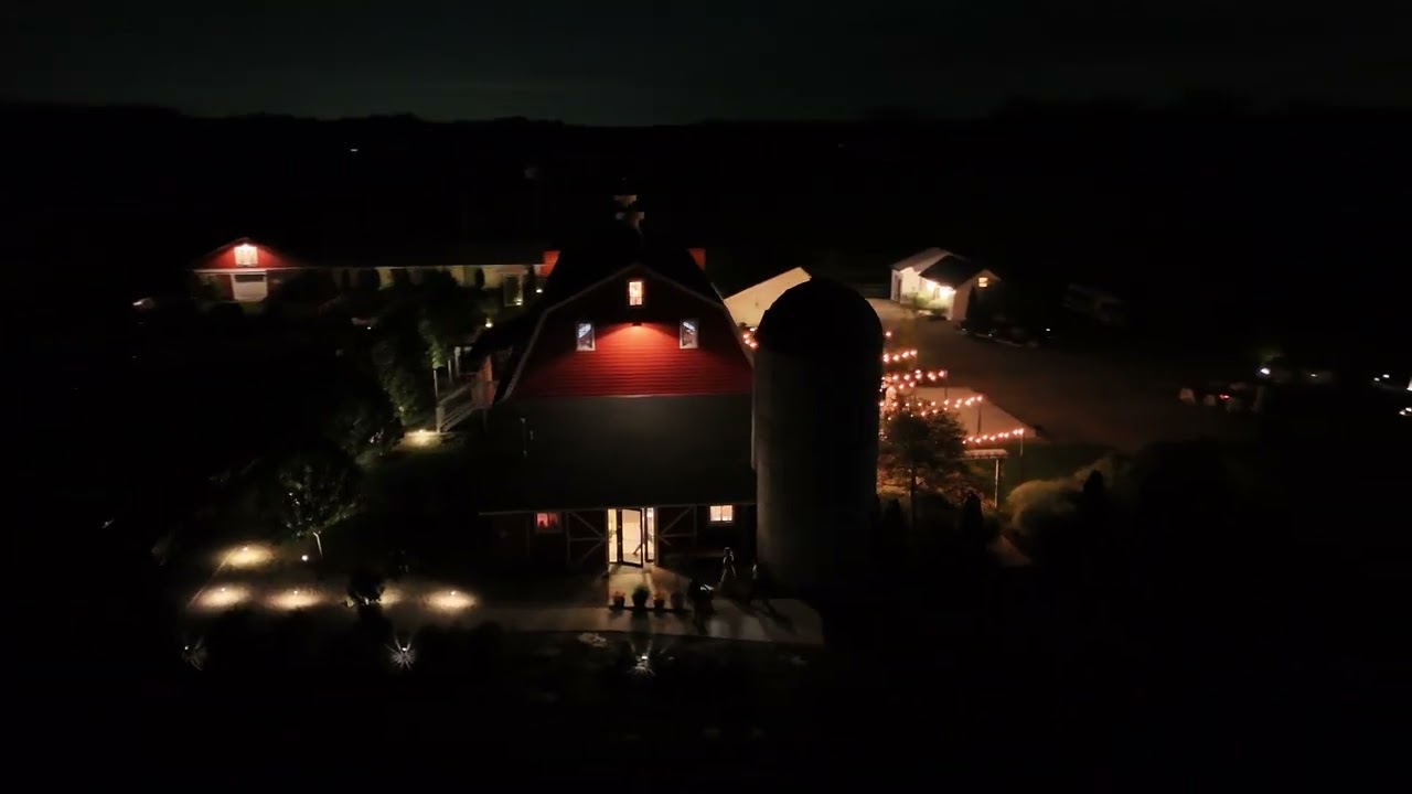 Historic Blum Barn Wedding Venue - NIGHT TIME DRONE