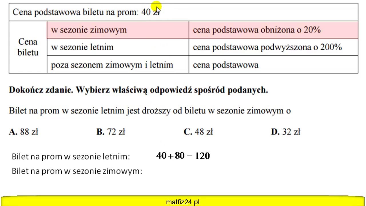 Zadanie 6. Egzamin gimnazjalny 2016 z matematyki. Procenty. MATFIZ24.PL