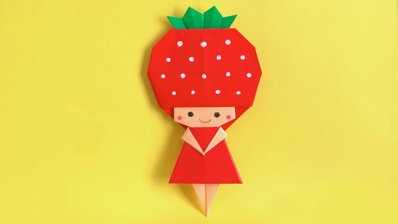 【折り紙】「基本の人形の作り方」と「いちごちゃんの作り方」フルーツ人形①