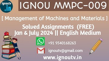 IGNOU MMPC-009 Solved Assignment Jan & July 2024 [FREE] || IGNOU MBA || IGNOU TV || IGNOU ||