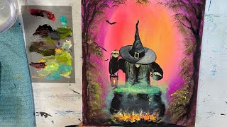 How To Paint THE WITCHES CAULDRON - step by step painting tutorial - Acrylic