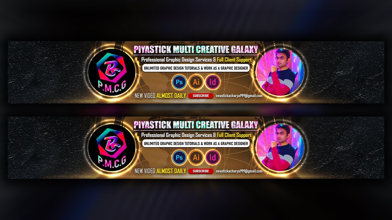 How To Make Professional YouTube Banner | YouTube Channel Art Design | Adobe Photoshop Tutorial