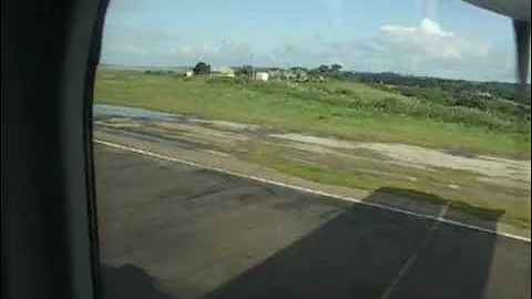 Plane landing on St Mary Isles of Scilly - flight from Newquay Cornwall