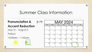ESL Class Information for Summer 2024