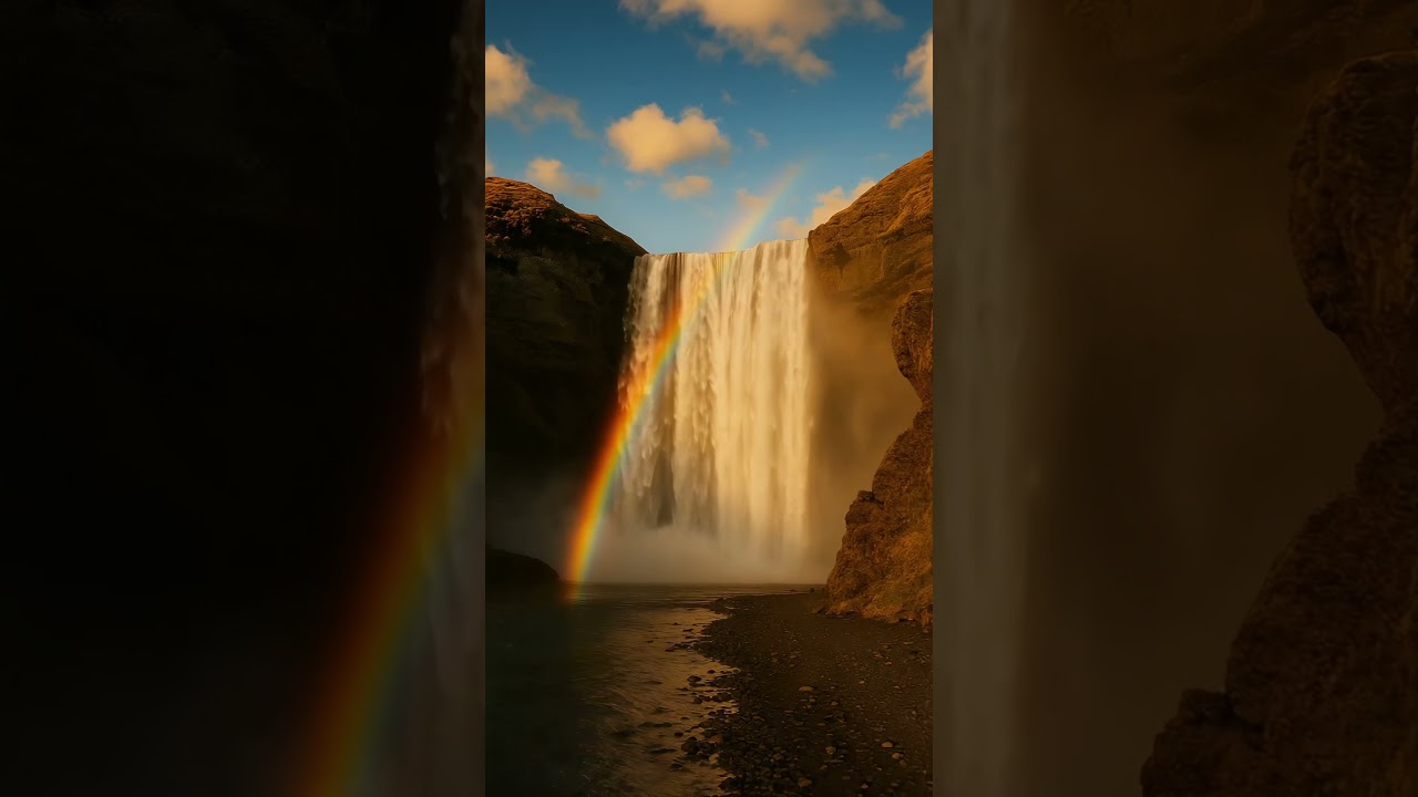 Skógafoss Waterfall with Rainbow | Iceland Nature Magic