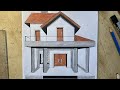 رسم بيت في المنظور خطوة بخطوة رسم هندسي جميل وسهل للمبتدئين 
