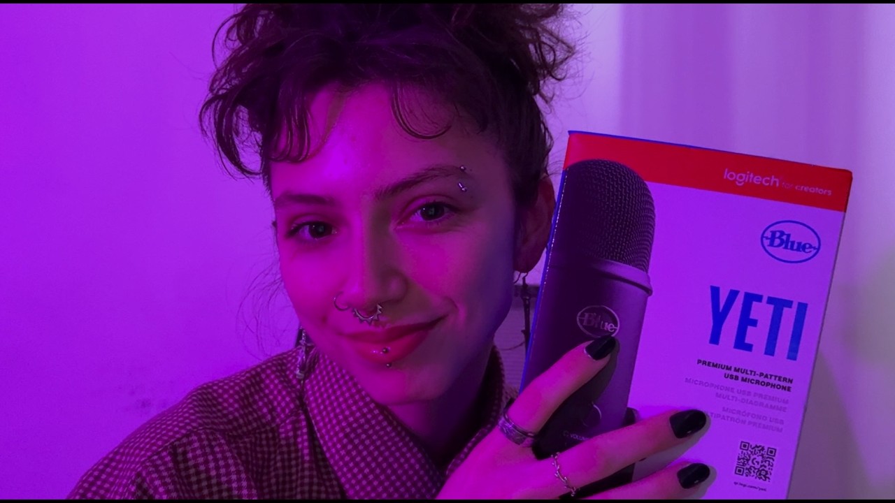 ASMR Blue Yeti Unboxing + Test // Long Nails 💜 slow and relaxing sounds for sleep