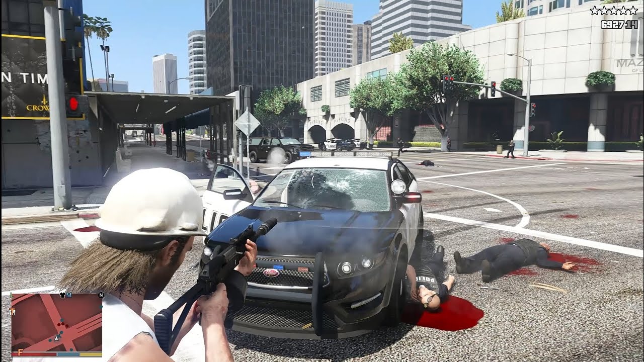 GTA 5 - Construction Site Rampage + Five Star Chase Escape - YouTube