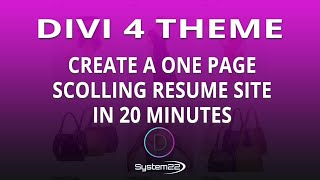 Divi 4 Create A One Page Scolling Resume Site In 20 Minutes 👈