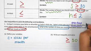 Algebra 1 Inequalities Word Problems Video