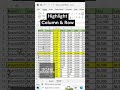 Highlight Excel Column and Row at the Same Time