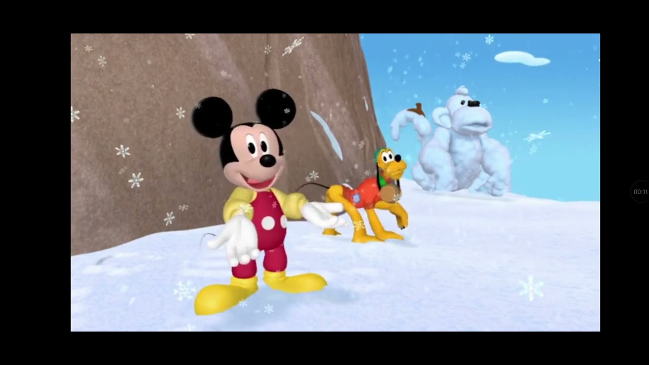 Mickey and Pluto see a snow monkey