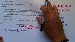Disoluciones 4 Ejercicio De Disoluciones, Molaridad, Fracciones Molares, Gramos Por Litro, Densidad