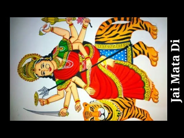Navratri special/How to draw Maa Durga sitting on a tiger easily for  beginners step by step - YouTube