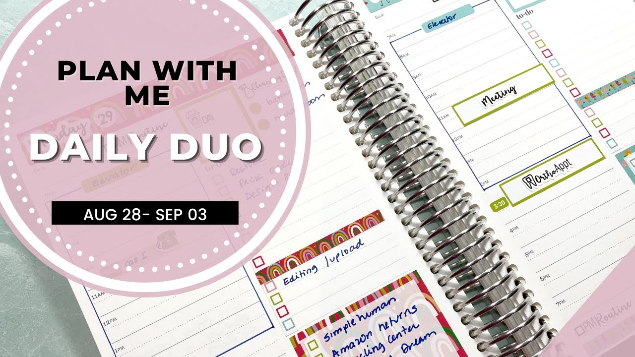 Daily Duo | Plan With Me | Erin Condren | Daily Planning |August 29 to ...