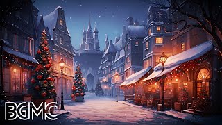 Warm Night at Christmas Coffee Shop Ambience 🎄 Instrumental Christmas Snow Jazz Music
