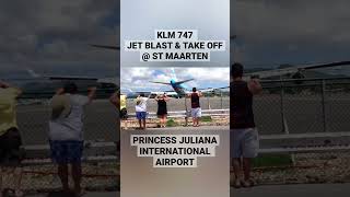 Feel the Power: KLM 747 Jet Blast Sends St. Maarten Beachgoers Running for Protection #stmaarten