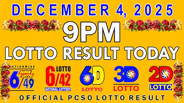 9pm Lotto Result Today PCSO December 4 2025
