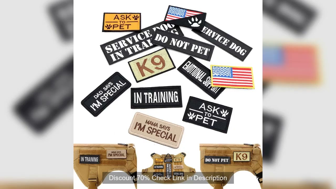 12 Pieces Tactical Patch Bundle For Dog Vest Harness Collar Personalized Patches Tags Sticker Label