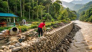 TIMELAPSE -- Build Strong Stone Retaining Wall to Protect My Home Before the Flood Season in 10 Days