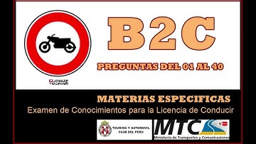 Preguntas B2C MOTOS (1/1) Examen de Conocimientos Licencia Conducir TOURING MTC PERU (Audio)