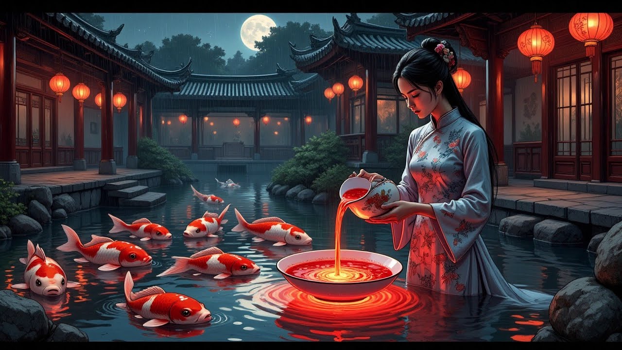 [AI Ficción] Renací y vertí su “sopa de transferencia de amor” en el estanque de carpas koi ...