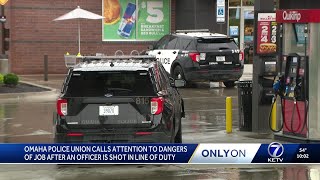 Omaha police union calls attention to dangers of job after an officer is shot in line of duty