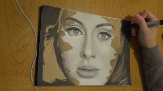 Timelapse video of me drawing adele, using tria markers, with lyrics
to "hello" and a torn brown paper background. prints the original this
artwork ar...